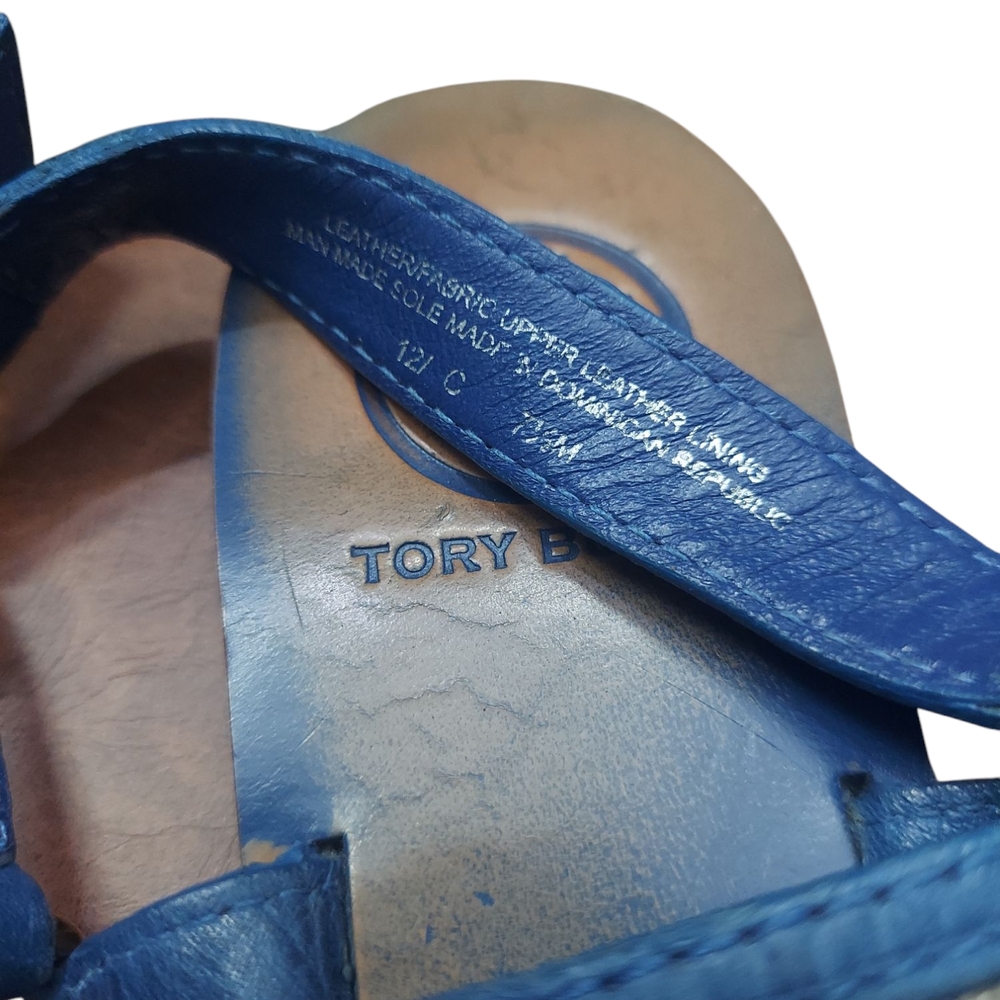 Tory Burch Blue Leather Sandals Leather Beach Size 7.5M - Picture 3 of 6